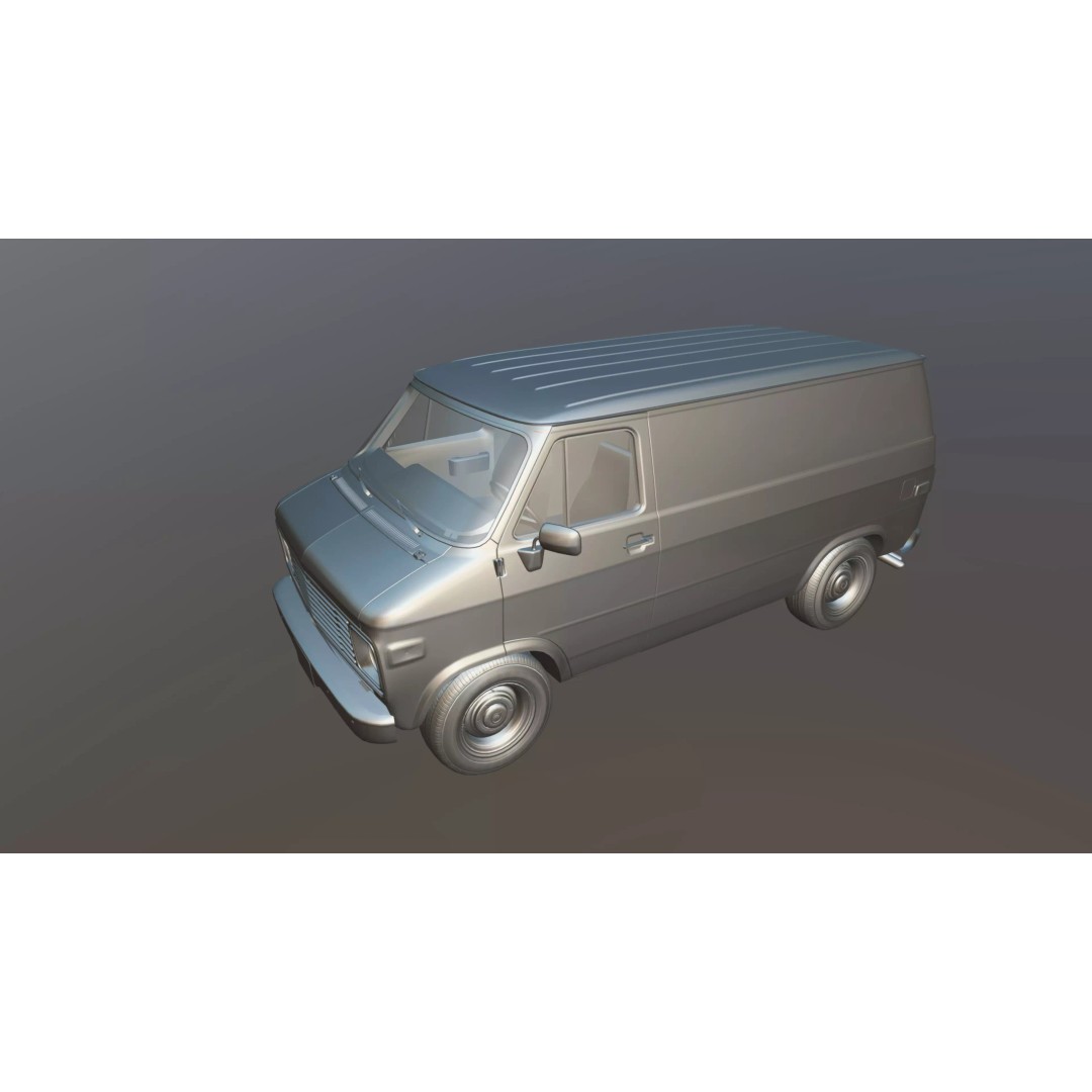 70s Industrial Short Van 3D Model – Low Poly Game Ready Asset, FBX - View 33