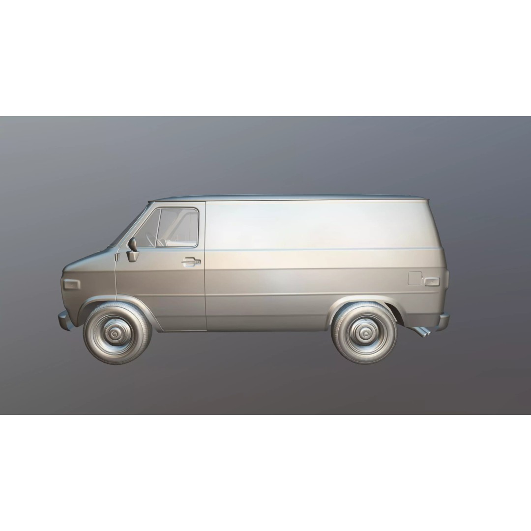70s Industrial Short Van 3D Model – Low Poly Game Ready Asset, FBX - View 34