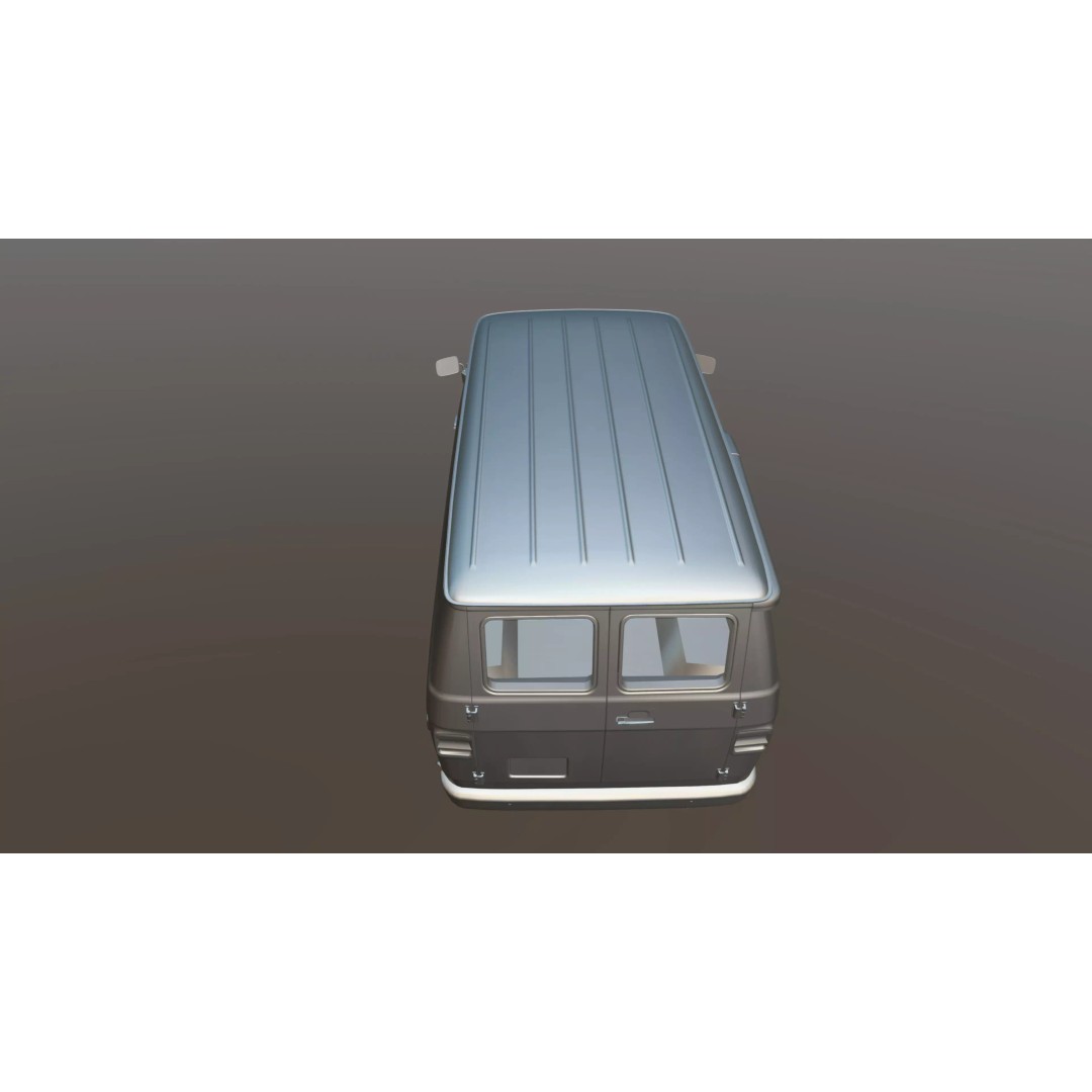 70s Industrial Short Van 3D Model – Low Poly Game Ready Asset, FBX - View 35
