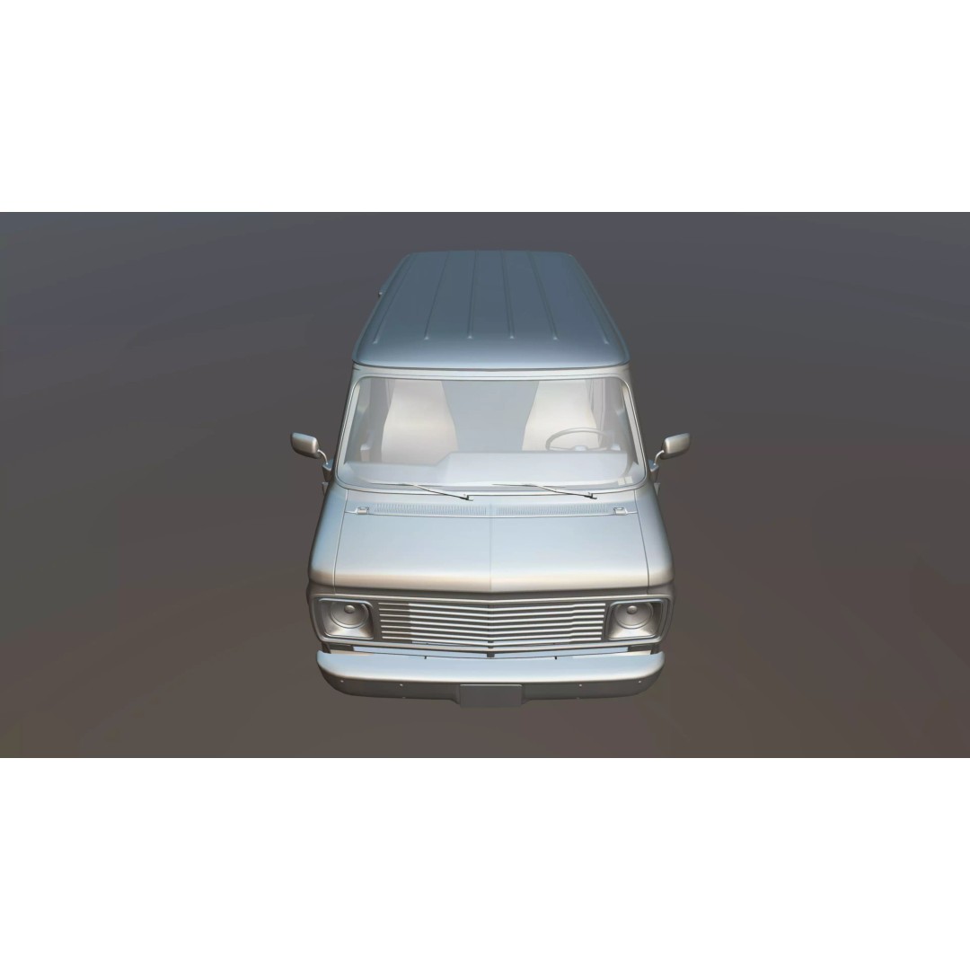 70s Industrial Short Van 3D Model – Low Poly Game Ready Asset, FBX - View 36