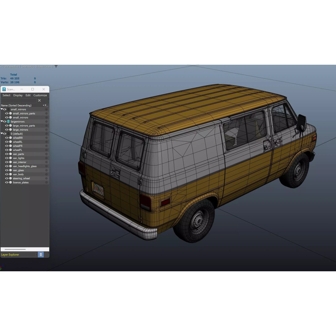 70s Industrial Short Van 3D Model – Low Poly Game Ready Asset, FBX - View 37