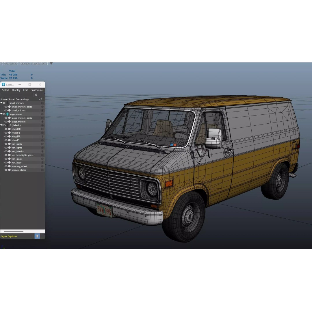 70s Industrial Short Van 3D Model – Low Poly Game Ready Asset, FBX - View 38