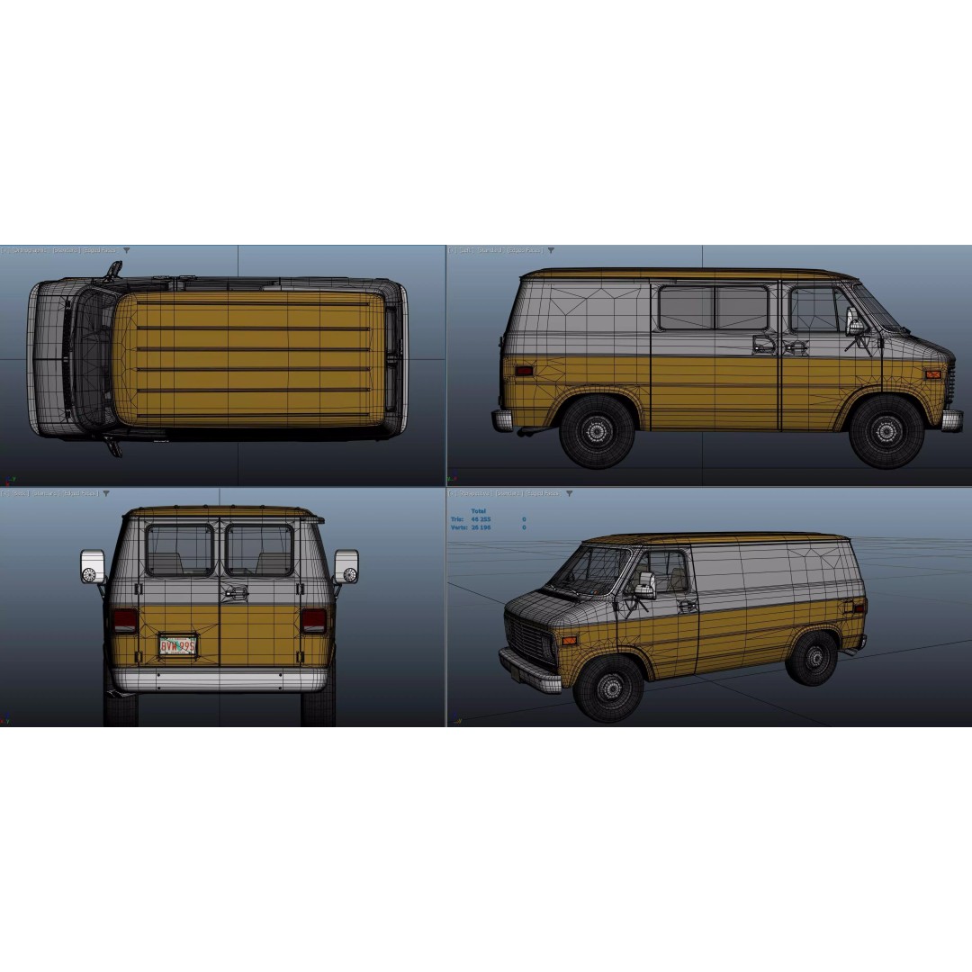 70s Industrial Short Van 3D Model – Low Poly Game Ready Asset, FBX - View 39
