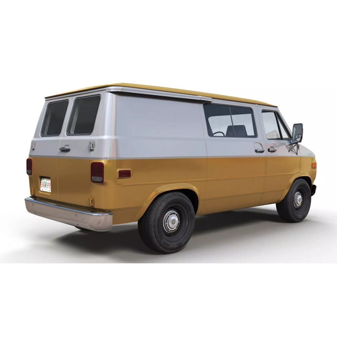 70s Industrial Short Van 3D Model – Low Poly Game Ready Asset, FBX - View 4