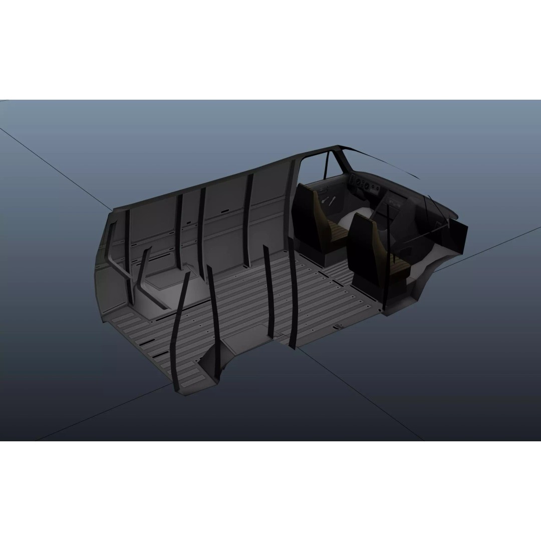 70s Industrial Short Van 3D Model – Low Poly Game Ready Asset, FBX - View 40