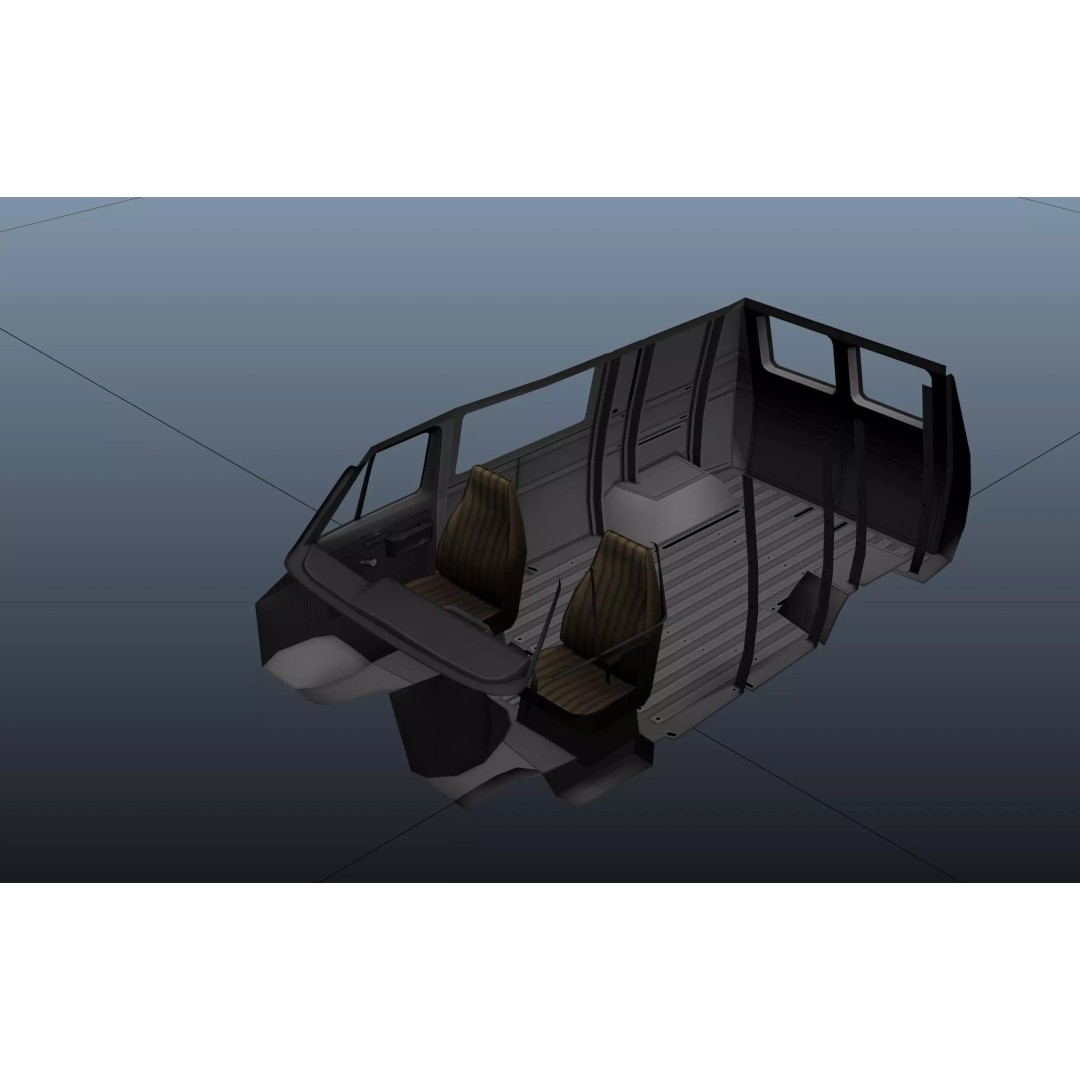 70s Industrial Short Van 3D Model – Low Poly Game Ready Asset, FBX - View 41