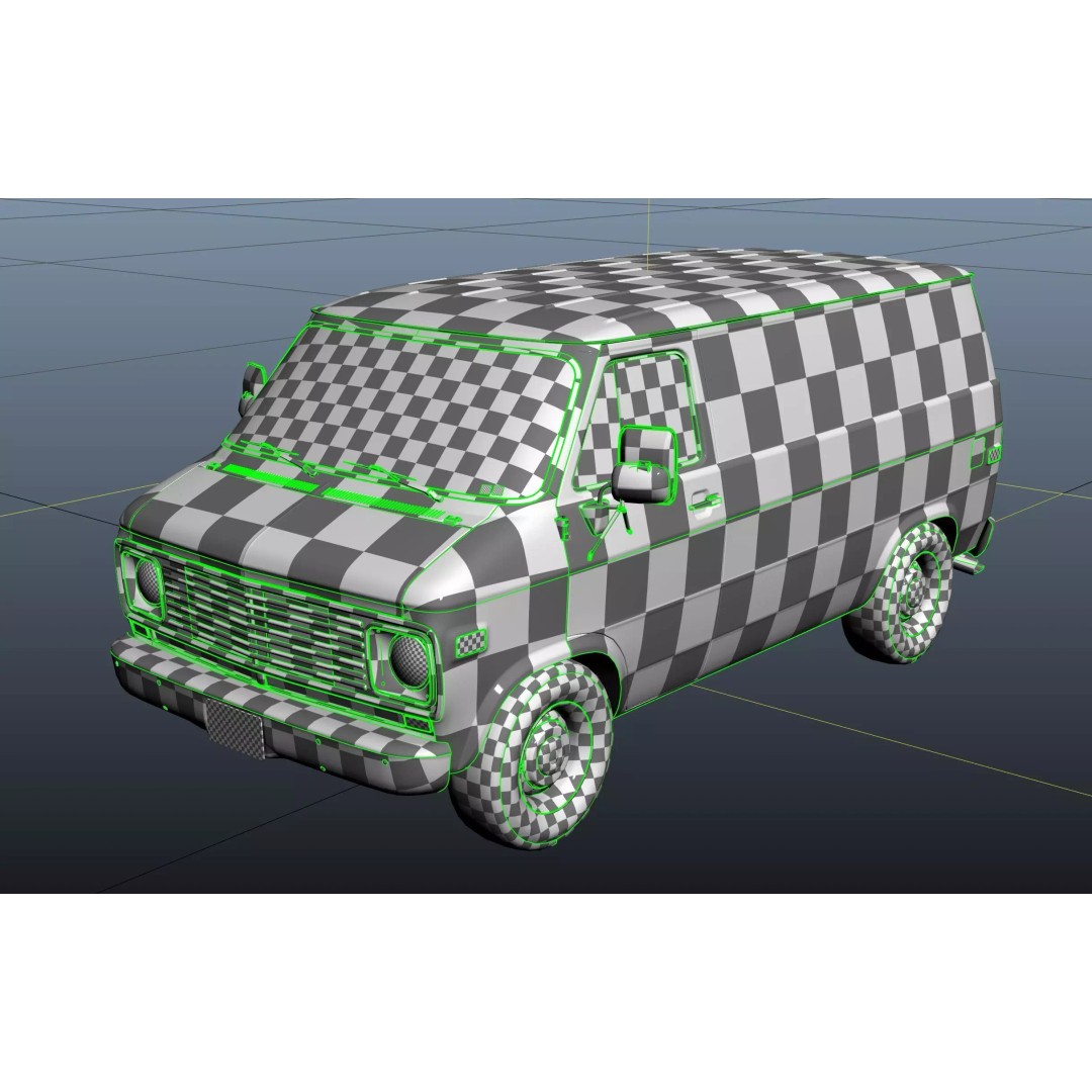 70s Industrial Short Van 3D Model – Low Poly Game Ready Asset, FBX - View 42