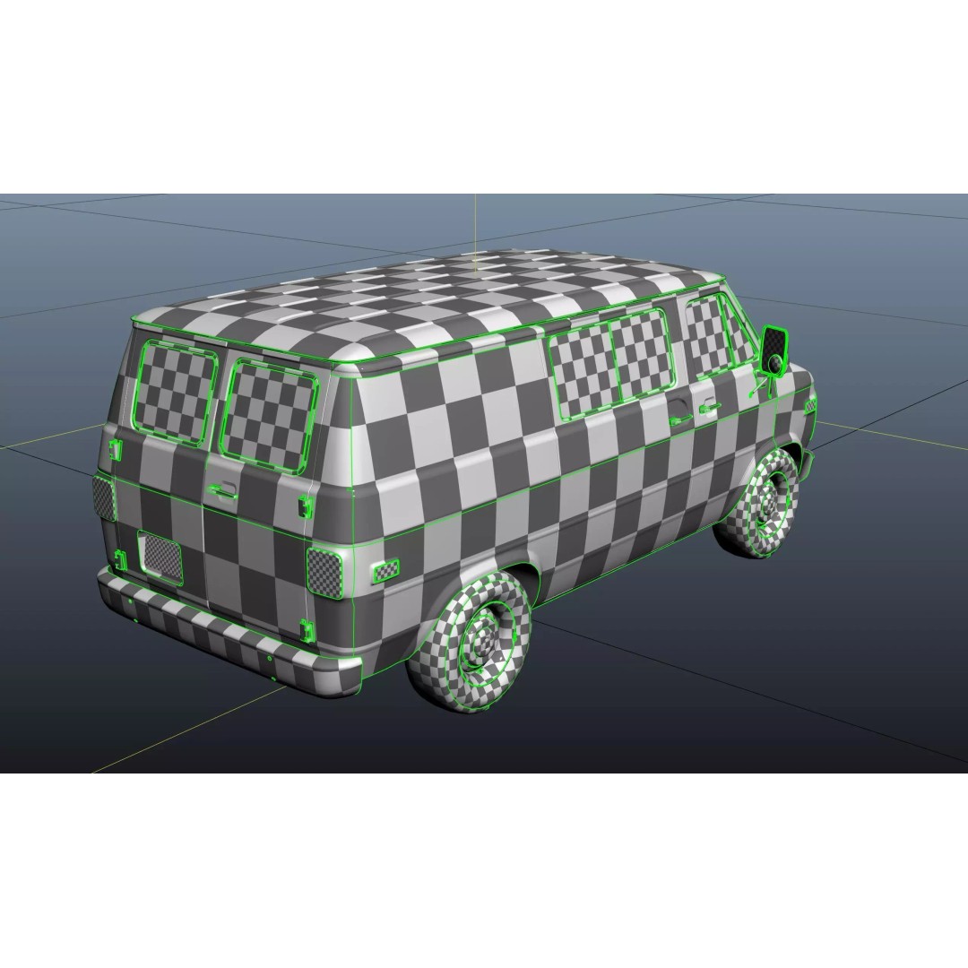 70s Industrial Short Van 3D Model – Low Poly Game Ready Asset, FBX - View 43