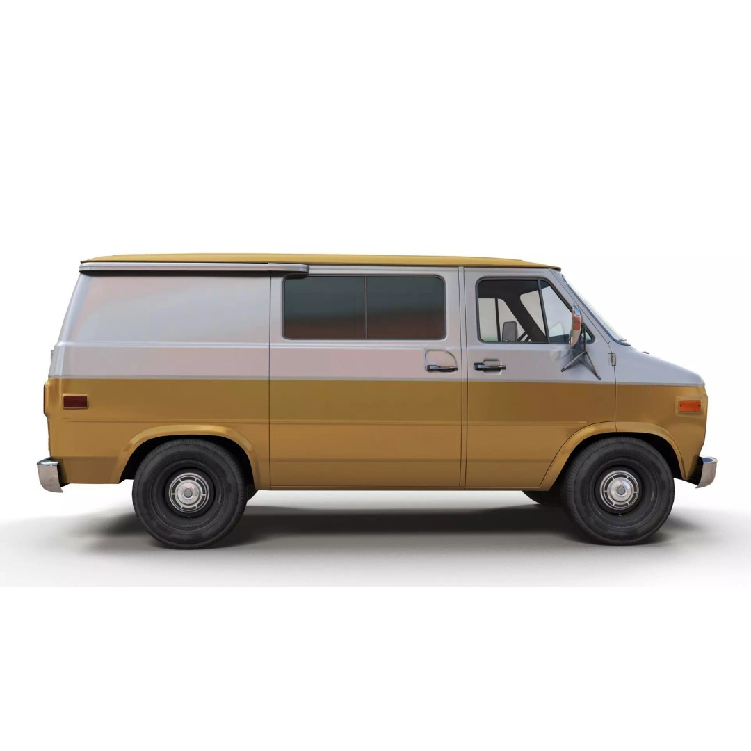 70s Industrial Short Van 3D Model – Low Poly Game Ready Asset, FBX - View 5