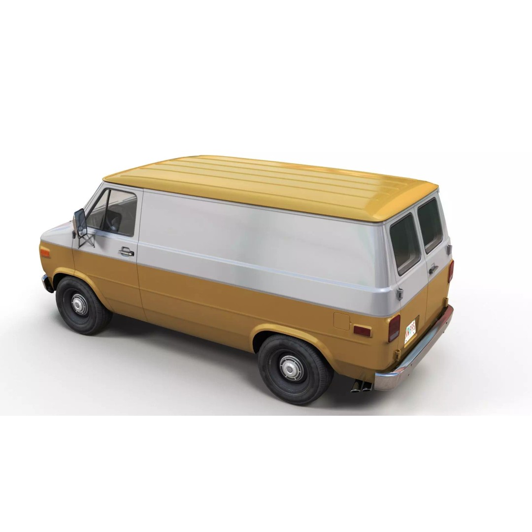70s Industrial Short Van 3D Model – Low Poly Game Ready Asset, FBX - View 6