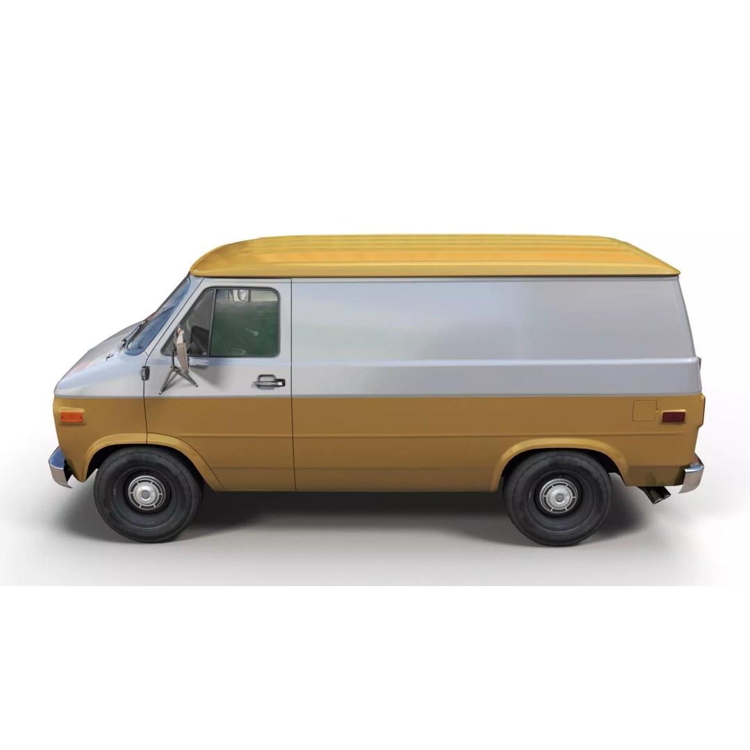 70s Industrial Short Van 3D Model – Low Poly Game Ready Asset, FBX - View 7