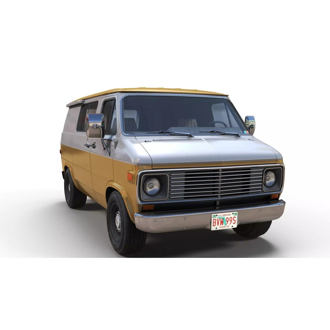 70s Industrial Short Van 3D Model – Low Poly Game Ready Asset, FBX - View 8