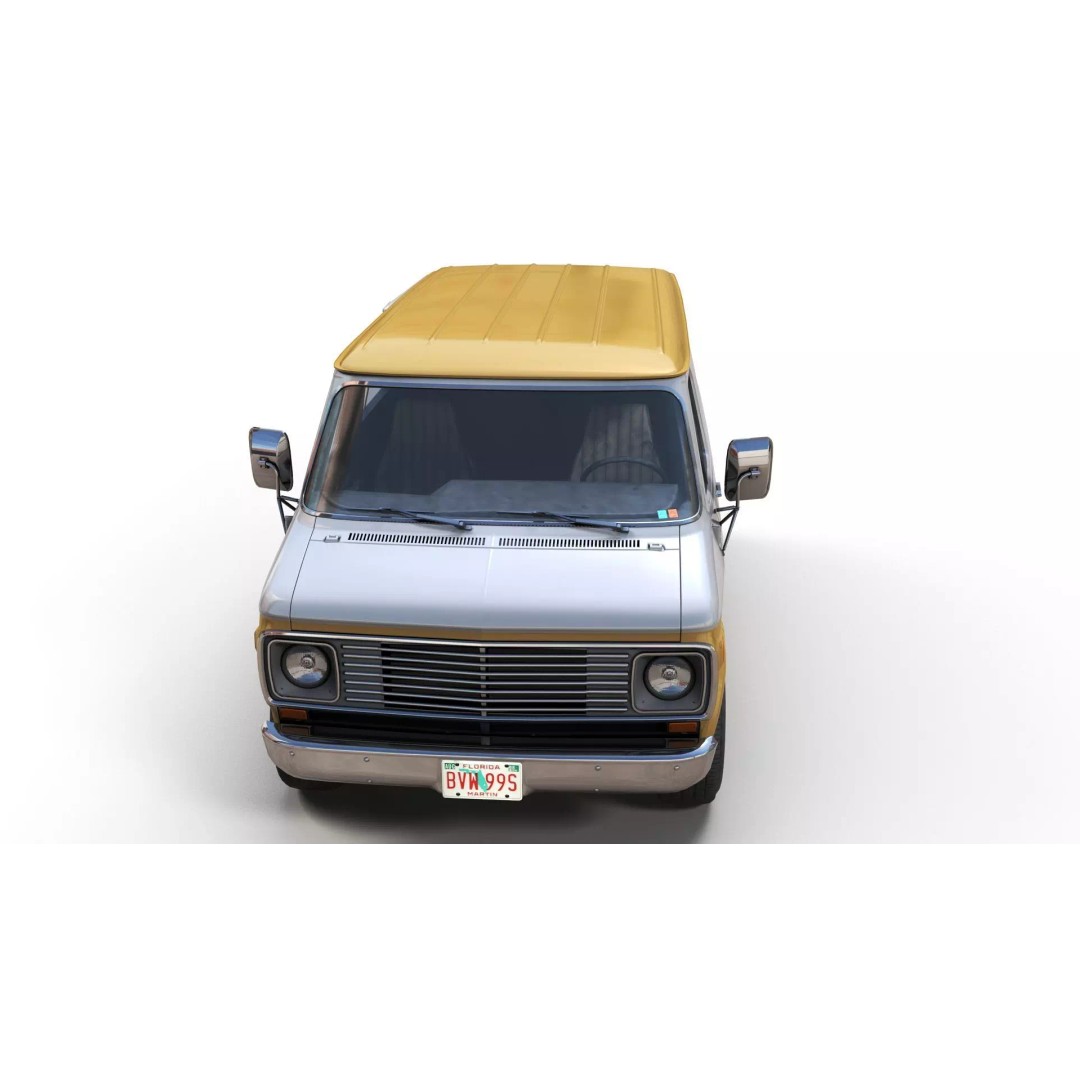 70s Industrial Short Van 3D Model – Low Poly Game Ready Asset, FBX - View 9