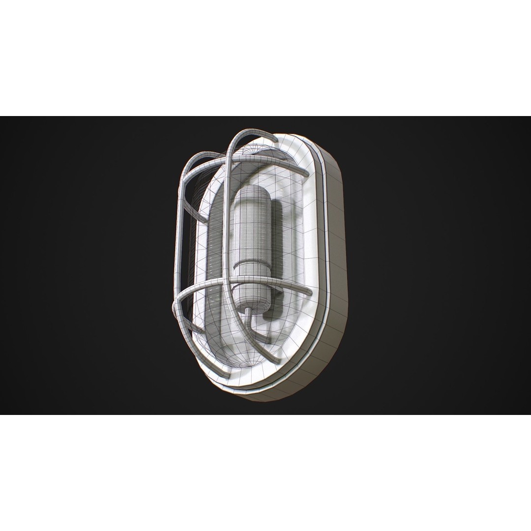 Industrial Wall Light 3D Model – Low Poly PBR Asset, FBX, OBJ - View 14