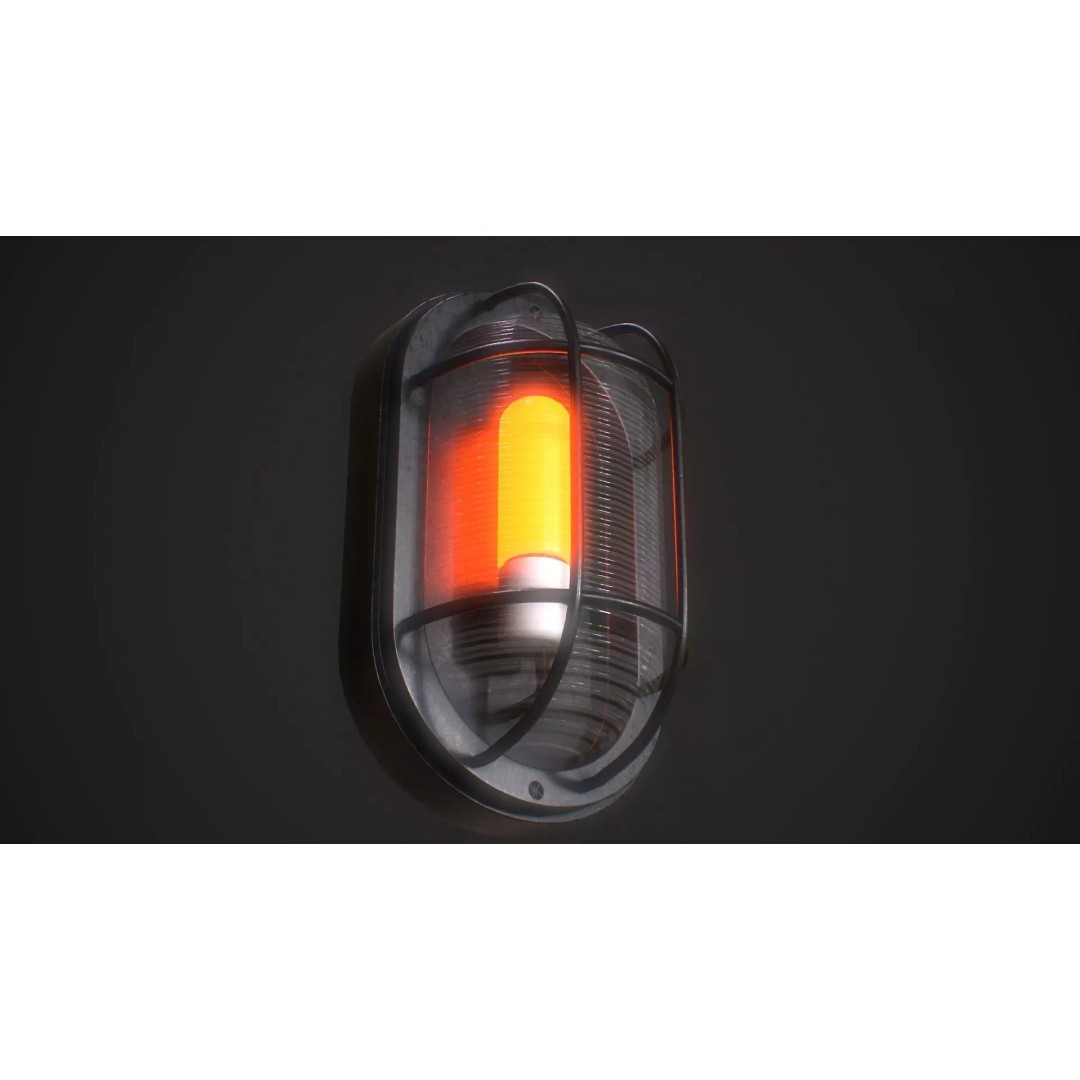 Industrial Wall Light 3D Model – Low Poly PBR Asset, FBX, OBJ - View 2