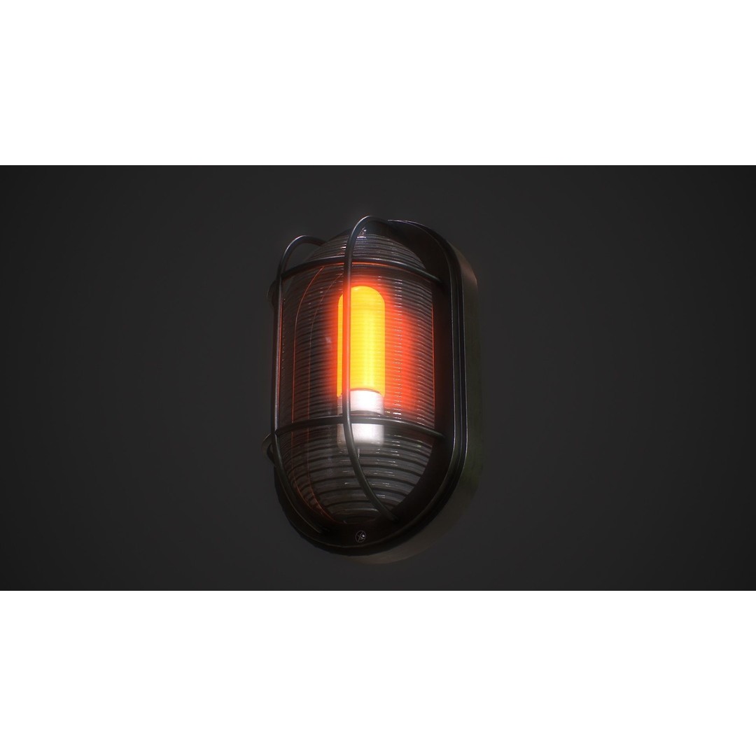 Industrial Wall Light 3D Model – Low Poly PBR Asset, FBX, OBJ - View 3