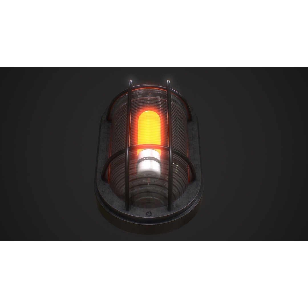 Industrial Wall Light 3D Model – Low Poly PBR Asset, FBX, OBJ - View 4