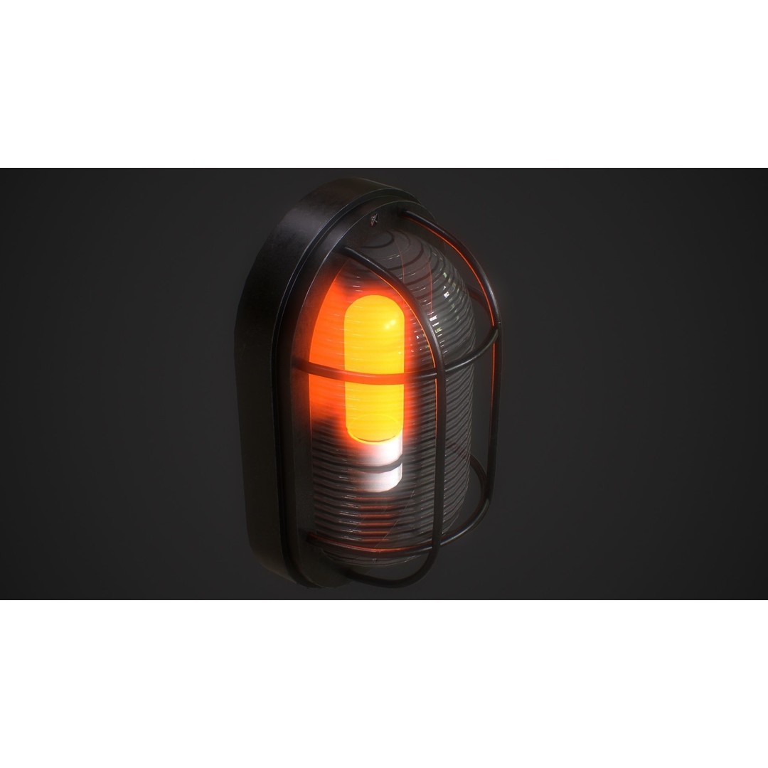 Industrial Wall Light 3D Model – Low Poly PBR Asset, FBX, OBJ - View 5