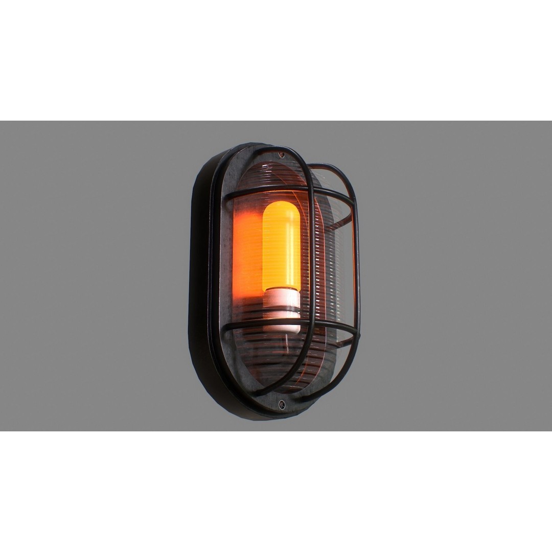 Industrial Wall Light 3D Model – Low Poly PBR Asset, FBX, OBJ - View 9
