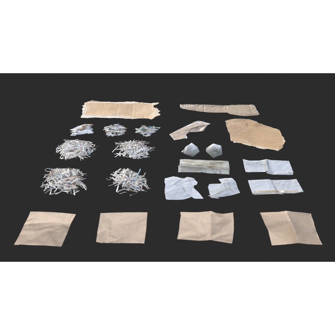 Paper Debris 3D Model – Low Poly Game Asset, PBR Ready, FBX - View 11