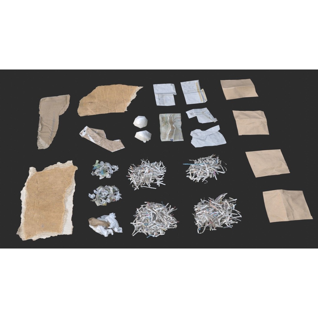 Paper Debris 3D Model – Low Poly Game Asset, PBR Ready, FBX - View 12