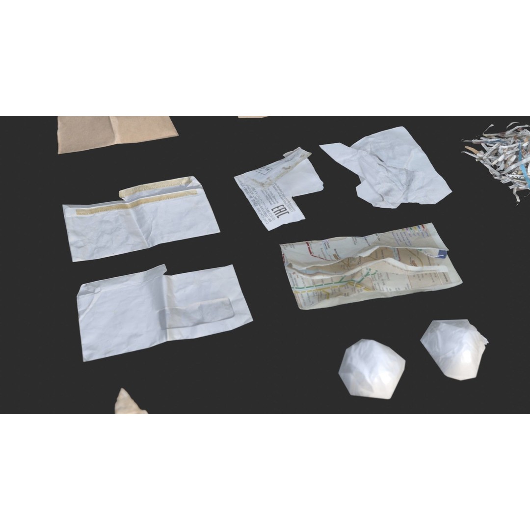 Paper Debris 3D Model – Low Poly Game Asset, PBR Ready, FBX - View 14