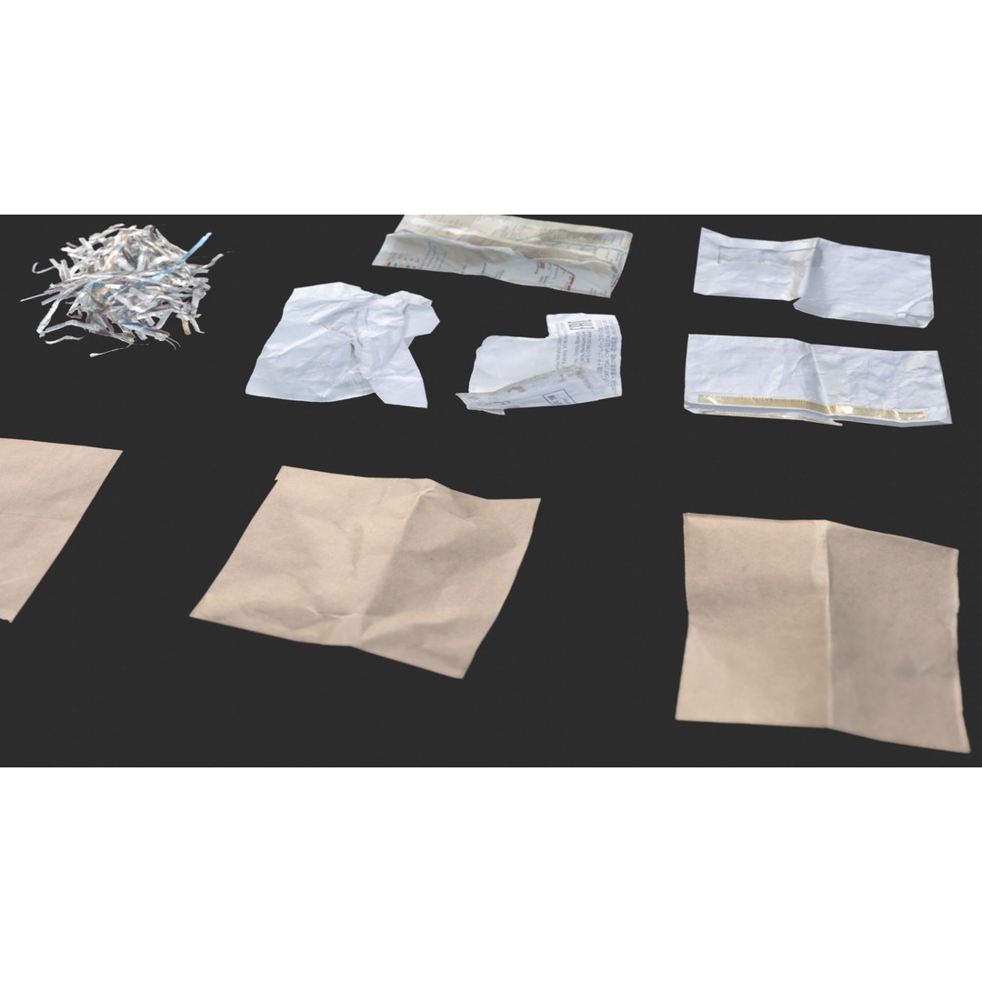 Paper Debris 3D Model – Low Poly Game Asset, PBR Ready, FBX - View 15