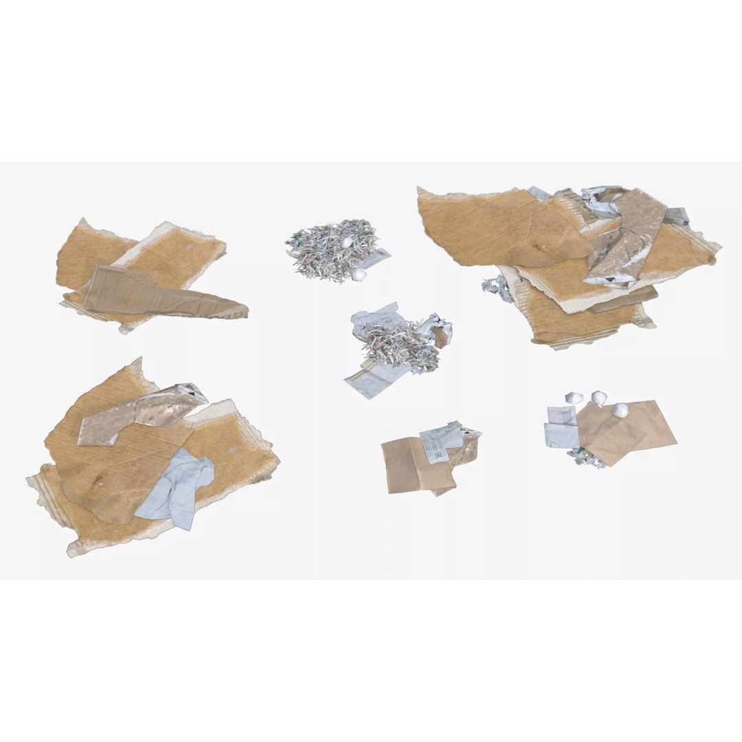 Paper Debris 3D Model – Low Poly Game Asset, PBR Ready, FBX - View 2