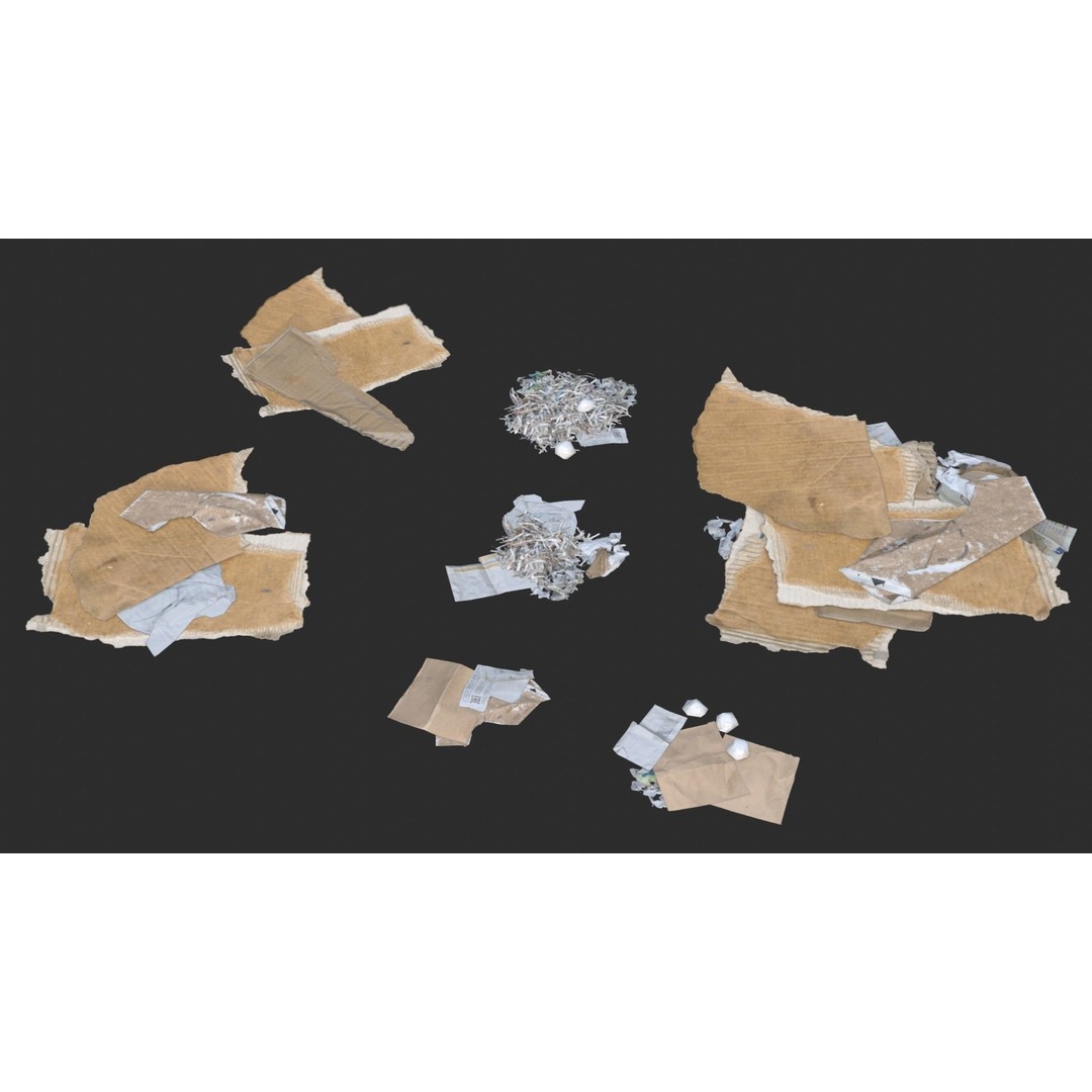 Paper Debris 3D Model – Low Poly Game Asset, PBR Ready, FBX - View 3