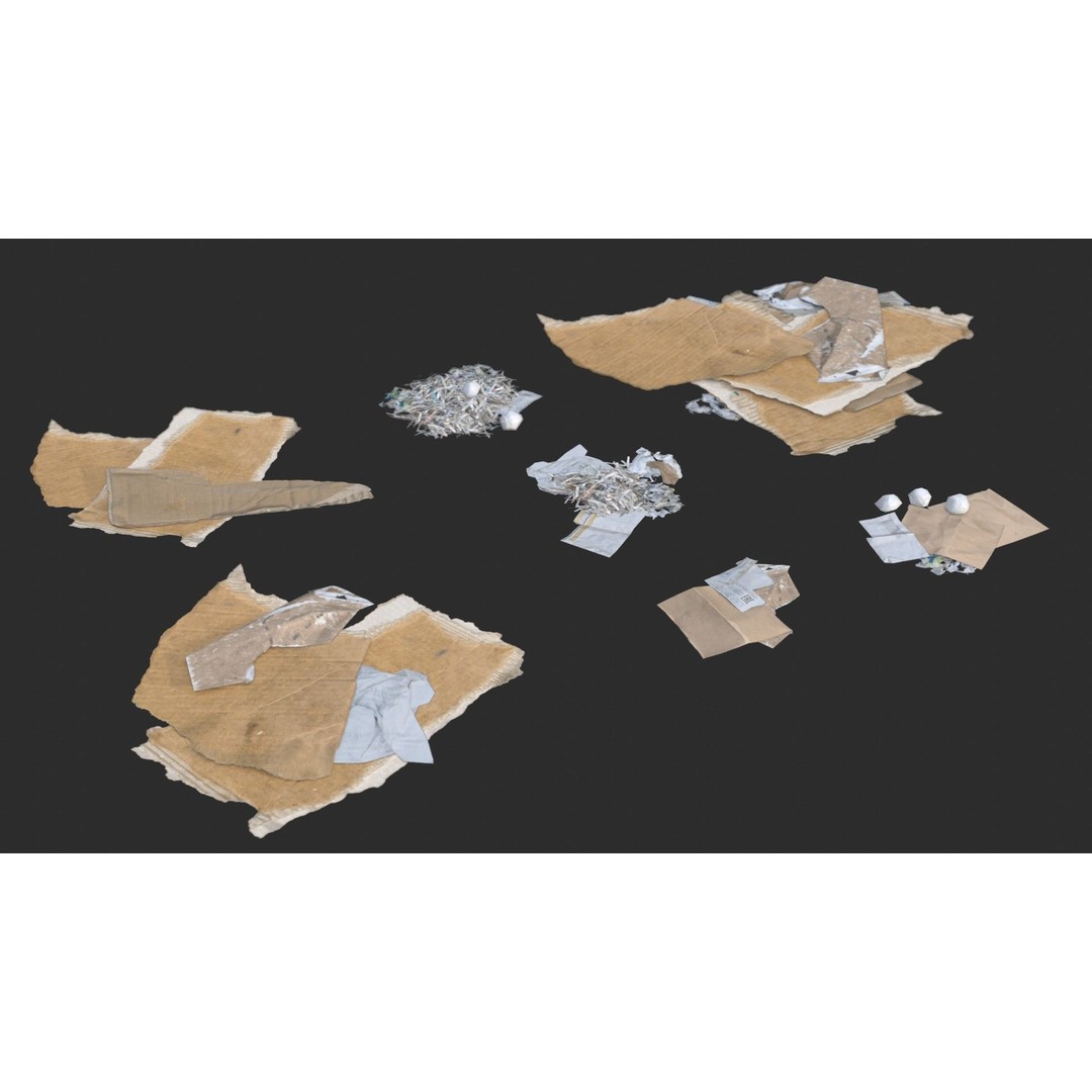 Paper Debris 3D Model – Low Poly Game Asset, PBR Ready, FBX - View 4