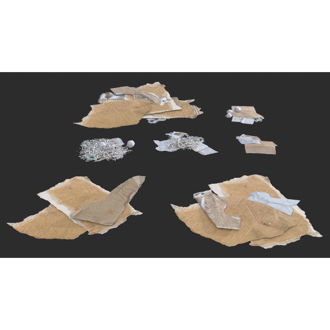 Paper Debris 3D Model – Low Poly Game Asset, PBR Ready, FBX - View 5