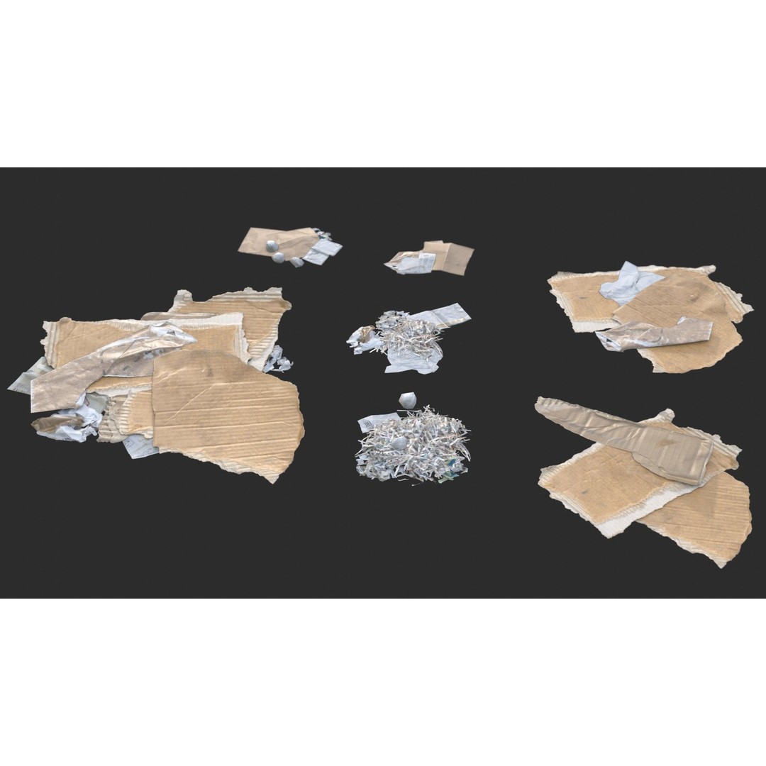 Paper Debris 3D Model – Low Poly Game Asset, PBR Ready, FBX - View 6