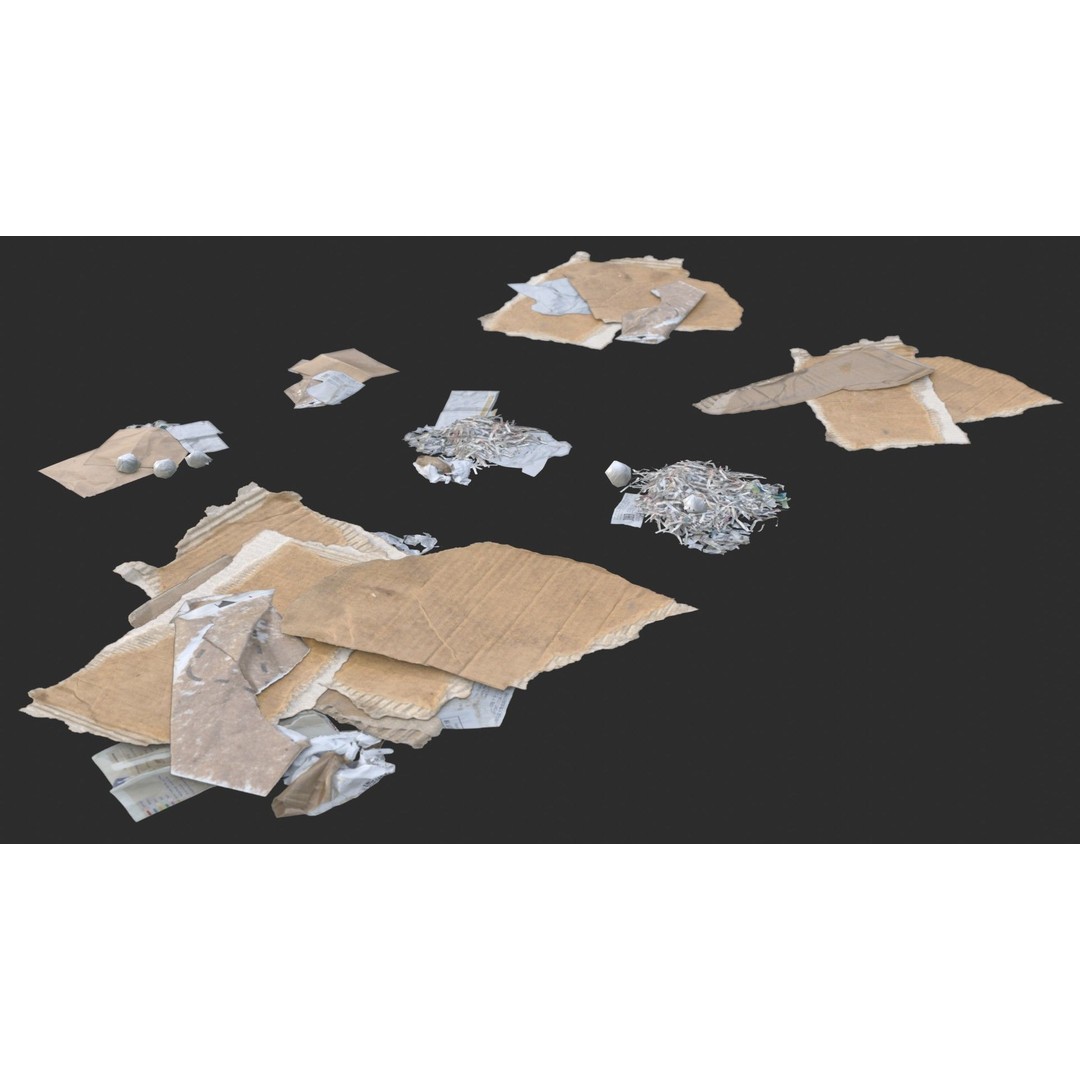 Paper Debris 3D Model – Low Poly Game Asset, PBR Ready, FBX - View 7