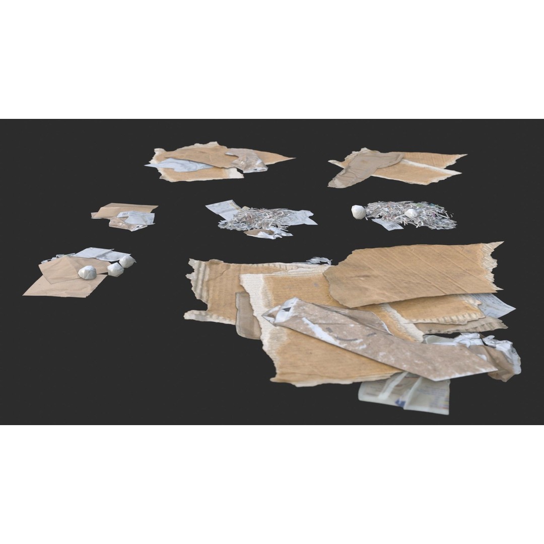 Paper Debris 3D Model – Low Poly Game Asset, PBR Ready, FBX - View 8