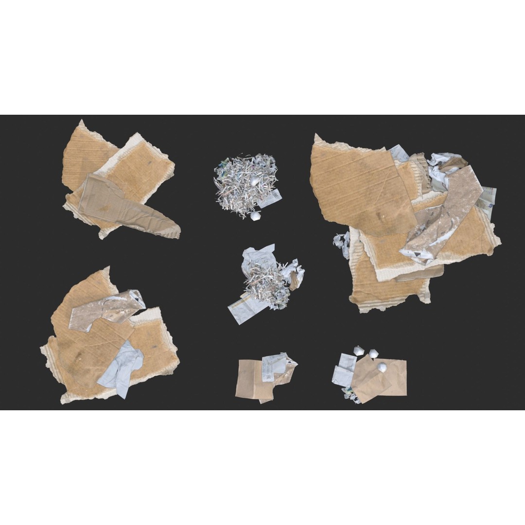 Paper Debris 3D Model – Low Poly Game Asset, PBR Ready, FBX - View 9