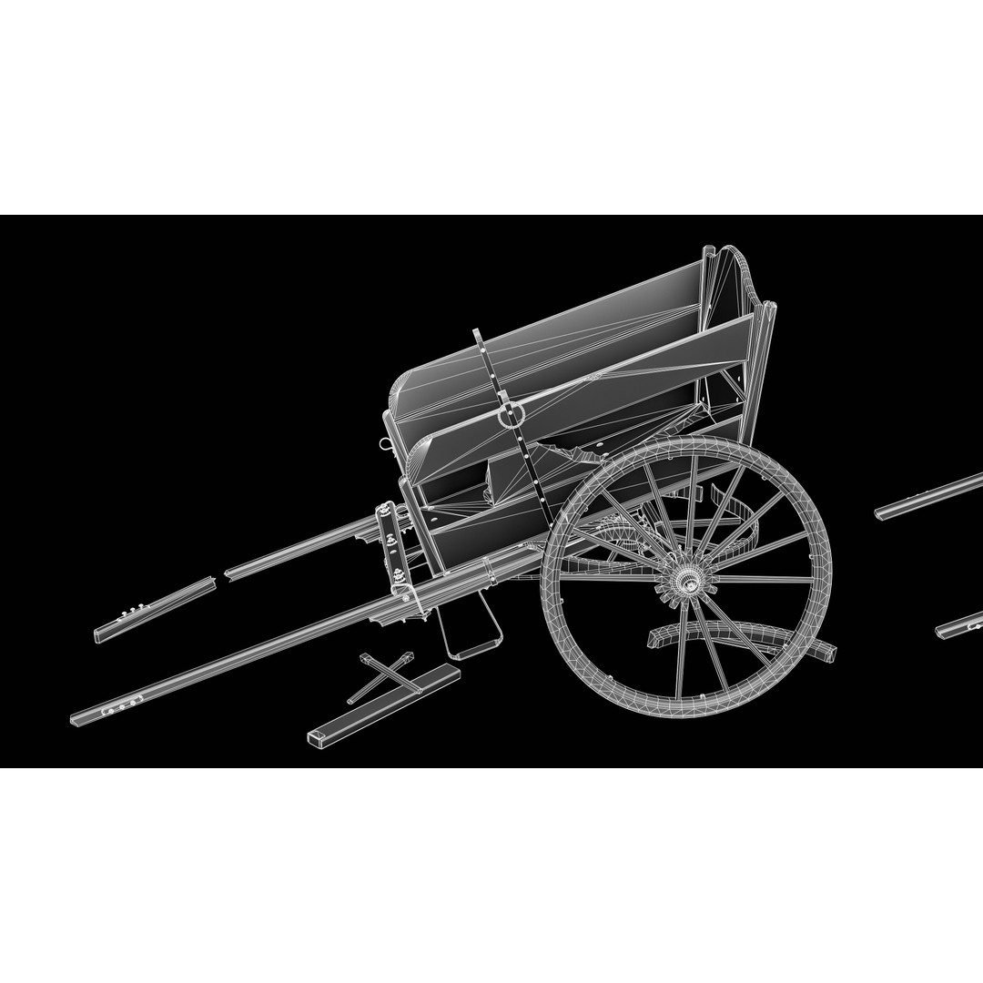 Wooden Cart 3D Model – Low Poly Game Asset with PBR Textures