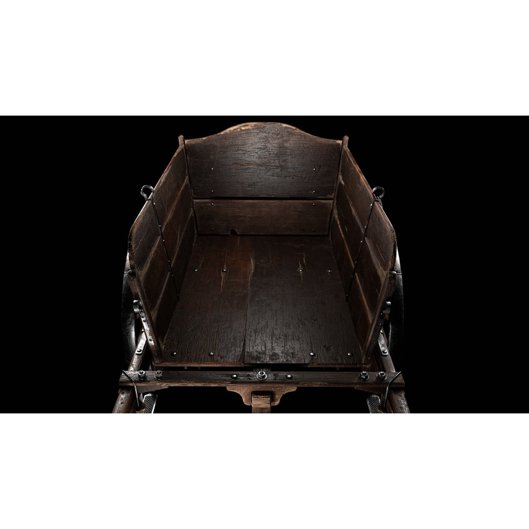 Wooden Cart 3D Model – Low Poly Game Asset with PBR Textures - View 10