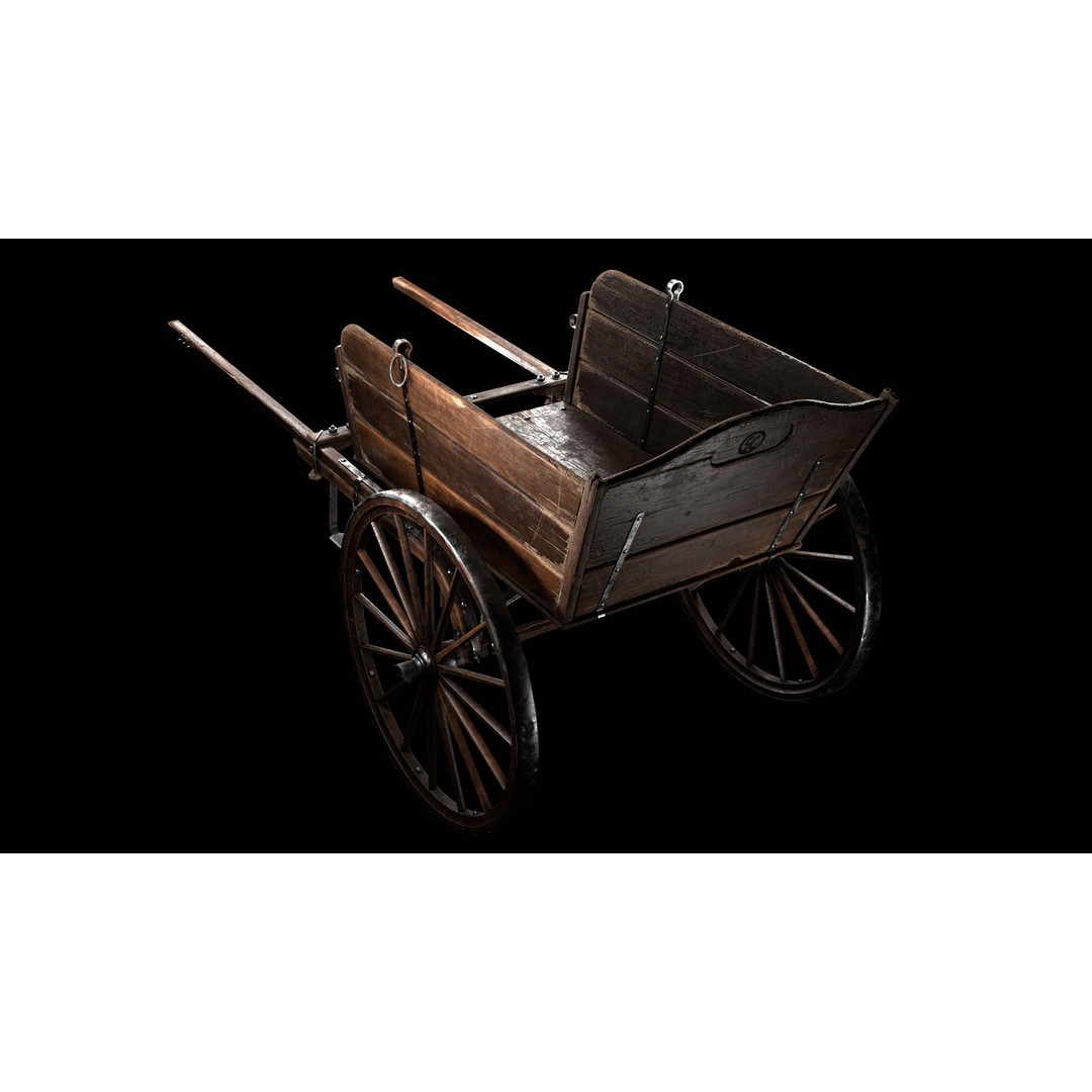 Wooden Cart 3D Model – Low Poly Game Asset with PBR Textures - View 11