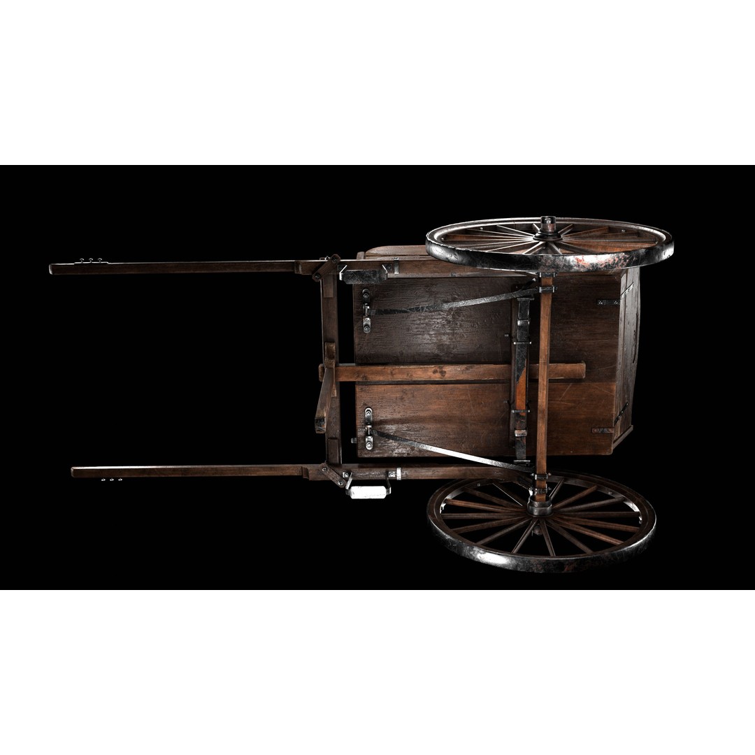Wooden Cart 3D Model – Low Poly Game Asset with PBR Textures - View 12