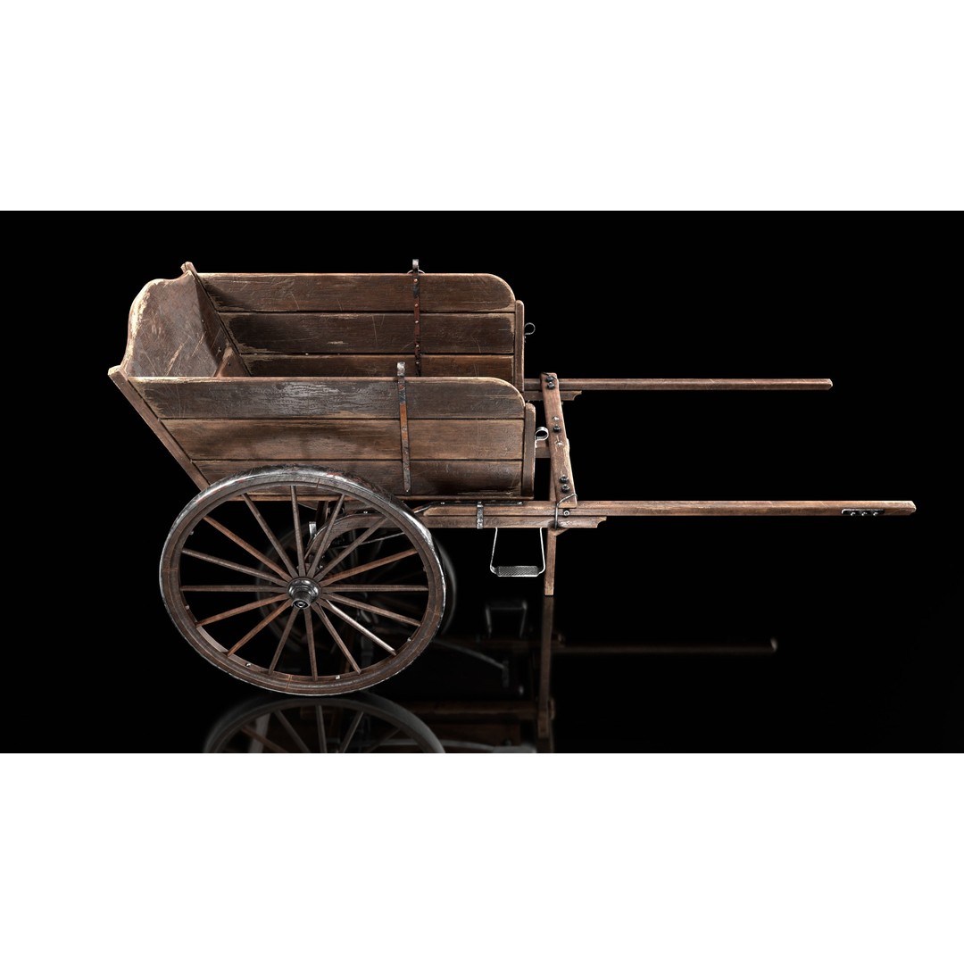 Wooden Cart 3D Model – Low Poly Game Asset with PBR Textures - View 13