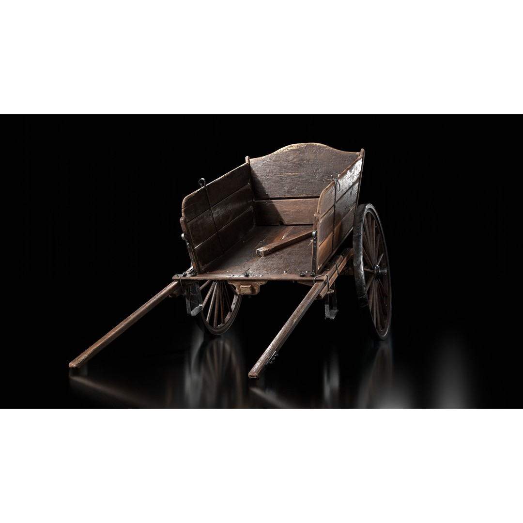 Wooden Cart 3D Model – Low Poly Game Asset with PBR Textures - View 14