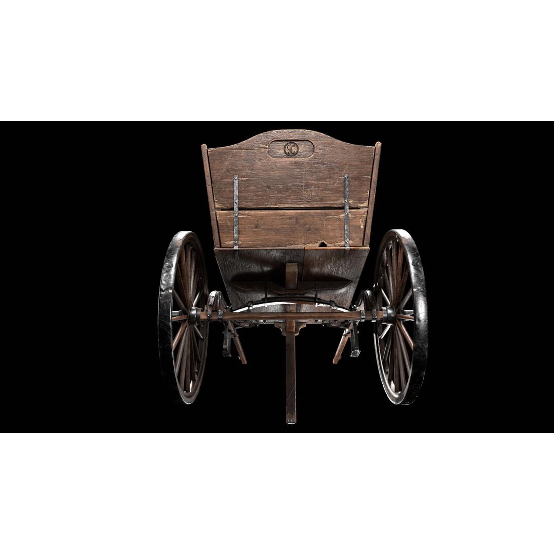 Wooden Cart 3D Model – Low Poly Game Asset with PBR Textures - View 15