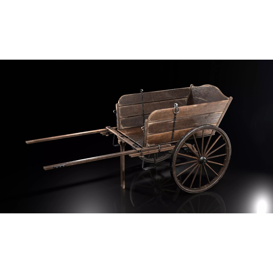 Wooden Cart 3D Model – Low Poly Game Asset with PBR Textures - View 2