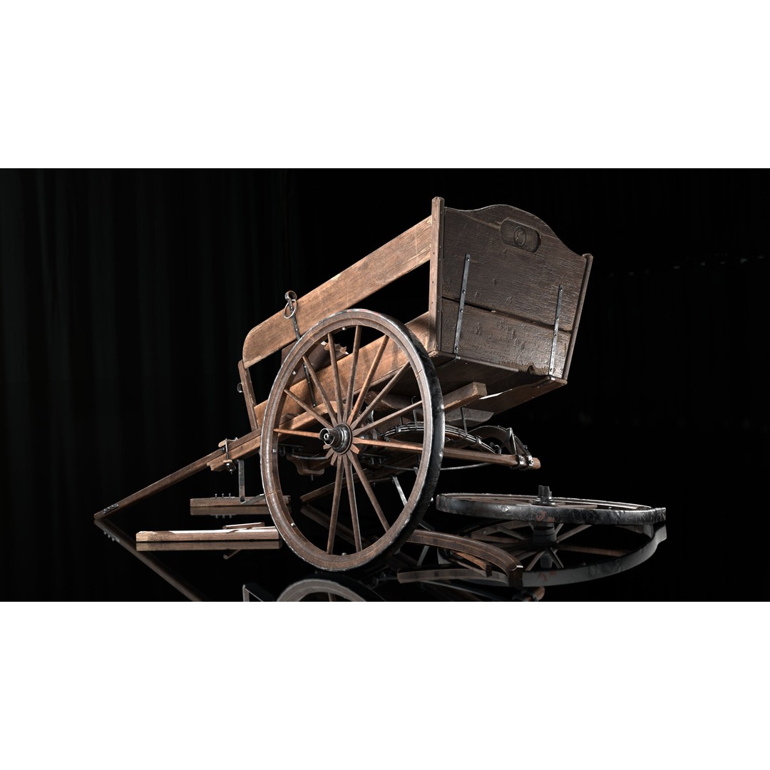 Wooden Cart 3D Model – Low Poly Game Asset with PBR Textures - View 3