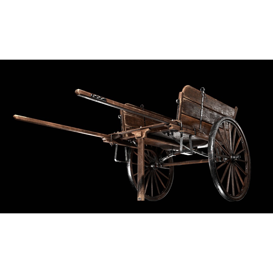 Wooden Cart 3D Model – Low Poly Game Asset with PBR Textures - View 6