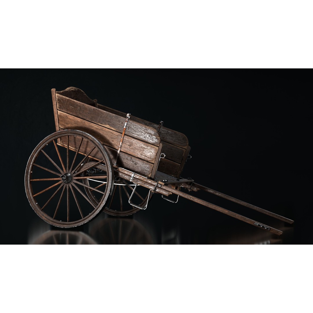 Wooden Cart 3D Model – Low Poly Game Asset with PBR Textures - View 7