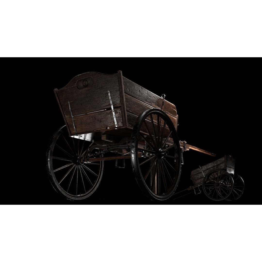 Wooden Cart 3D Model – Low Poly Game Asset with PBR Textures - View 9