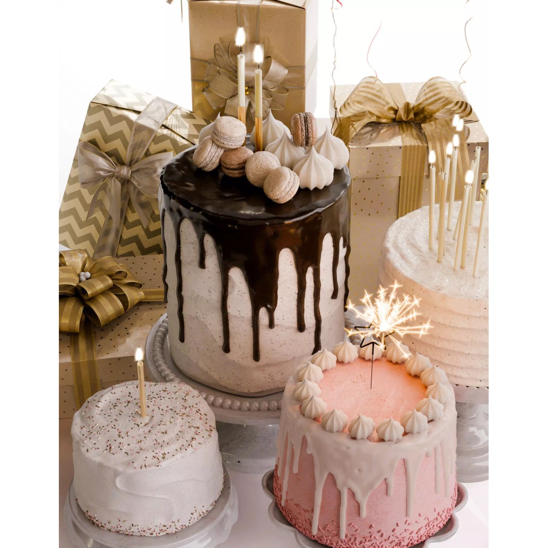 Birthday Holiday Decoration 3D Model – Festive Cakes, Balloons & Gifts - View 9