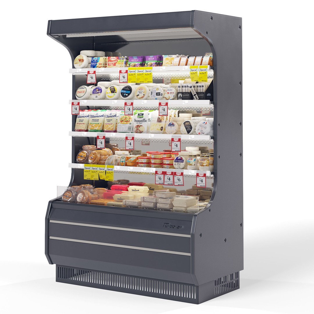 Cheese Product Display 3D Model – Realistic Dairy Fridge, FBX - View 3