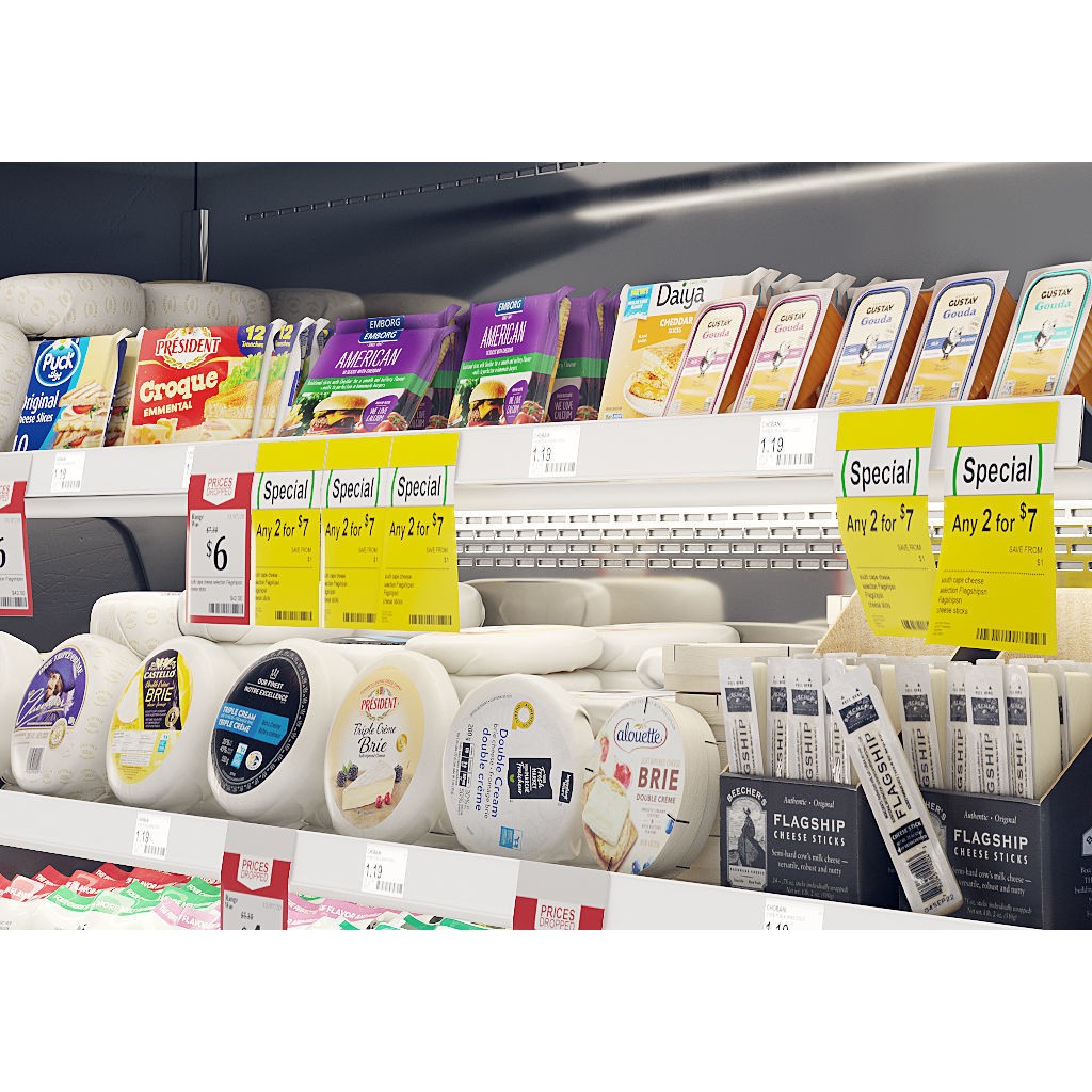 Cheese Product Display 3D Model – Realistic Dairy Fridge, FBX - View 9